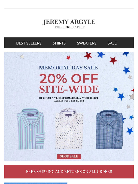 Memorial Day Sale - 20% OFF Site-Wide