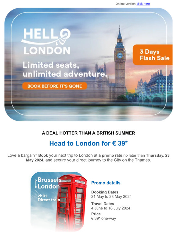Now or never: London for only €39*