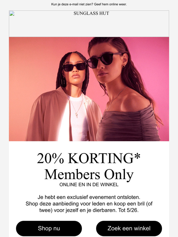 Members Only is slechts voor een beperkte tijd beschikbaar. Mis deze 20% korting niet