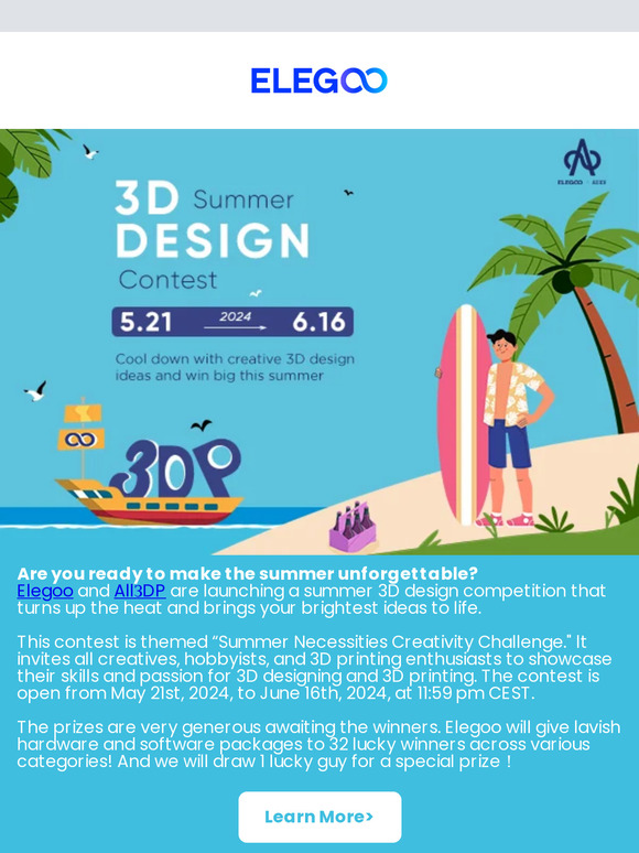 3D Summer Design Contest Invitation from ELEGOO