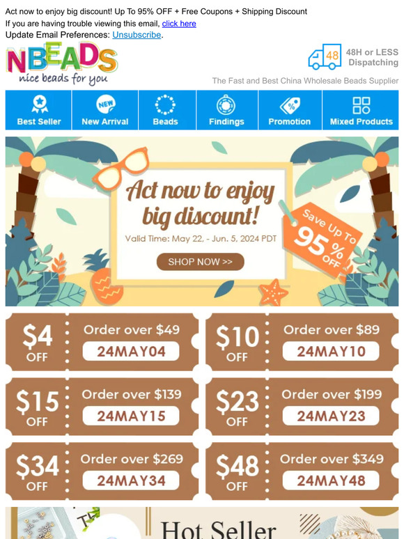 Act now to enjoy big discount! Up To 95% OFF + Free Coupons + Shipping Discount