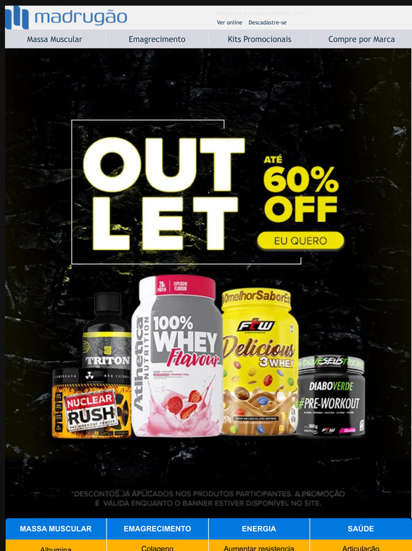 Super Outlet com até 60% de desconto! Os maiores descontos do site estão aqui, confira!😉😉