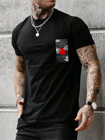Japanese Element Print T-Shirts