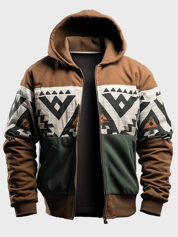 Geo Patchwork Hooded Jacket