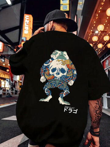 Japanese Frog Back Print T-Shirts