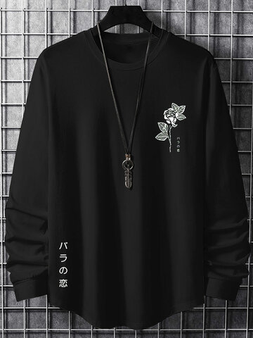 Japanese Rose Print T-Shirts