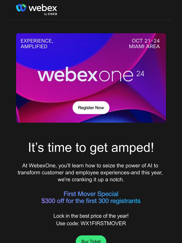 It’s official 🎉 WebexOne registration is open!