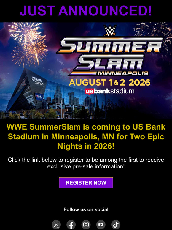 WWE Shop JUST ANNOUNCED! WWE SummerSlam Comes to Minneapolis in 2026