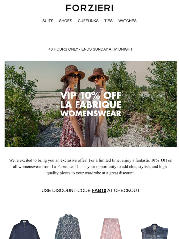 Don't Miss Out! 10% Off La Fabrique Womenswear – Ends Sunday Midnight!