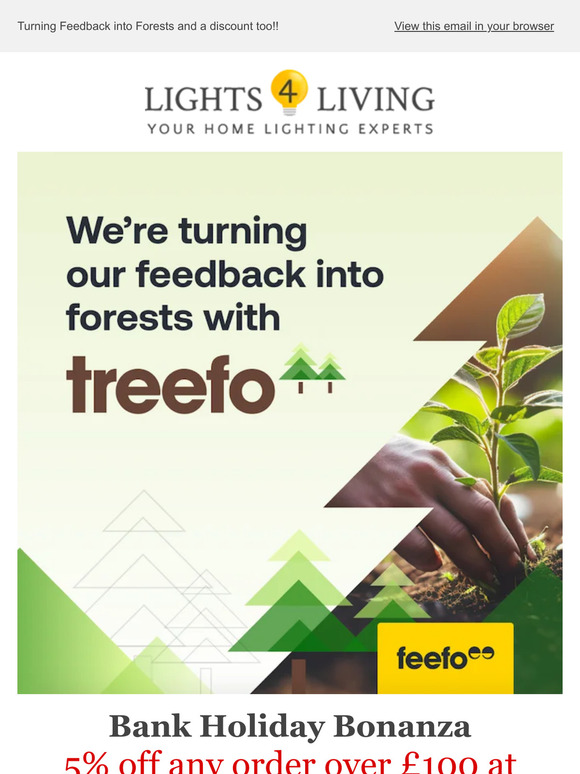 Discount Code at Lights4living and Turning Feedback into Forests