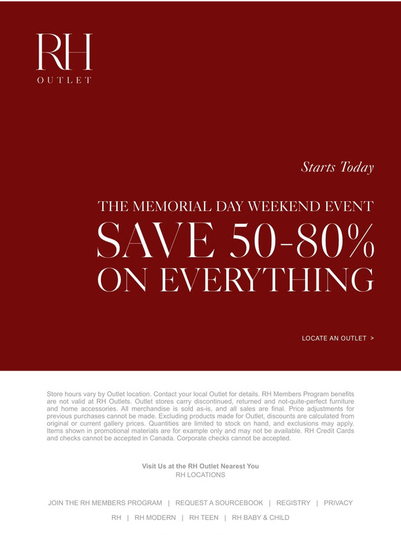 Restoration Hardware Email Newsletters Shop Sales, Discounts, and