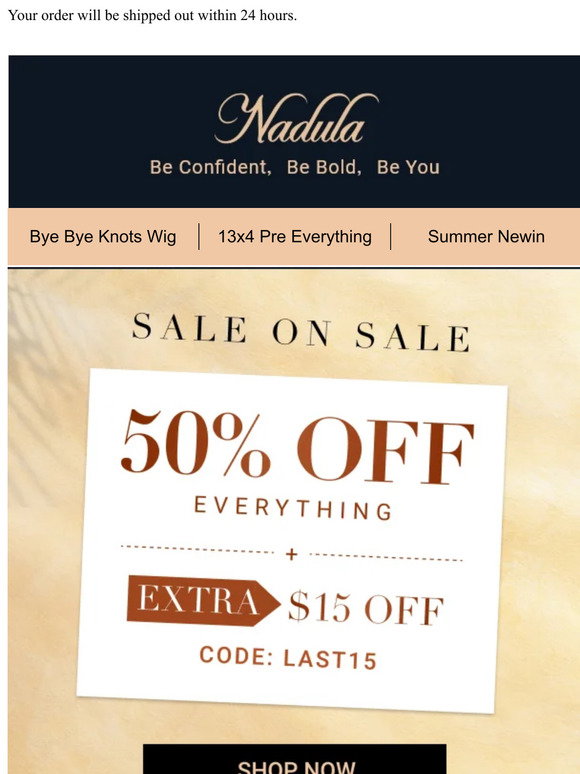 Nadula: Save Twice: Except 50% off, applied extra $15 off for u! | Milled