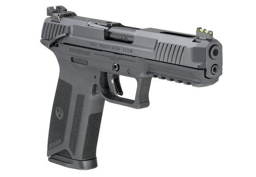 Ruger 57 5.7x28mm, 4.9" Barrel, Fiber Optic Front, Black, 20rd Mag