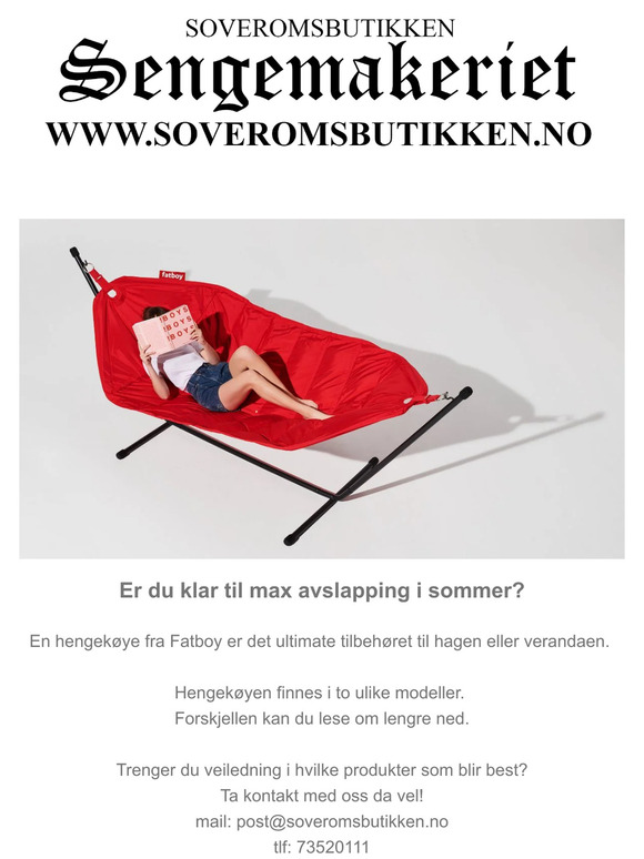 Nye utemøbler får du hos Sengemakeriet Soveromsbutikken