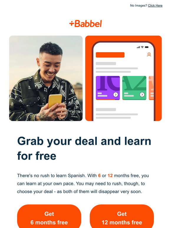 Babbel Today only get 6 or 12 months free 🧡