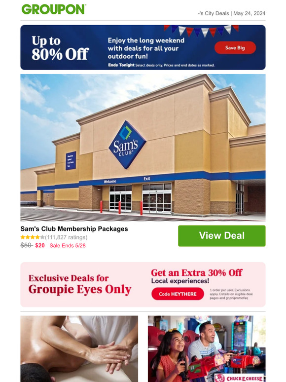 Groupon CH Sam's Club Membership Packages Milled