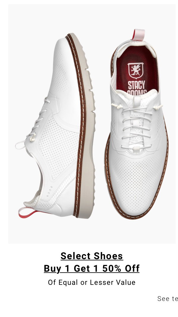 Select Shoes Buy 1 Get 1 50% Off of Equal or Lesser Value