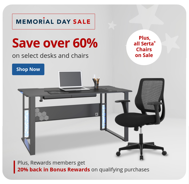 Office Depot® OfficeMax® Memorial Day Sale Over 60 off select furniture + All Serta® chairs