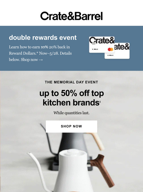 Crate and Barrel Email Newsletters Shop Sales, Discounts, and Coupon Codes