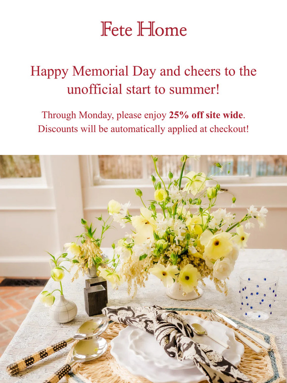 25% Off Starts Today