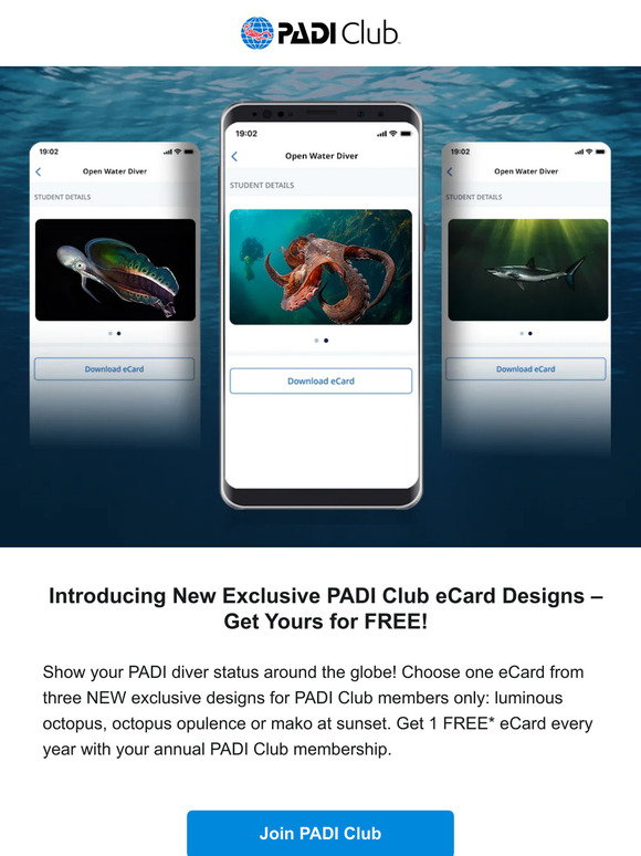PADI: Choose Your eCard From Exclusive Designs | Milled