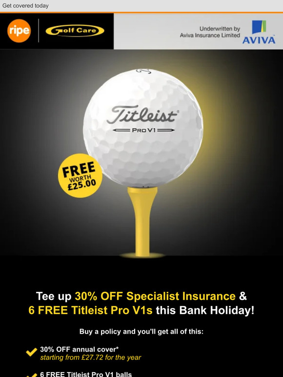 Tee up 6 FREE Titleist Pro V1s this Bank Holiday! ⛳