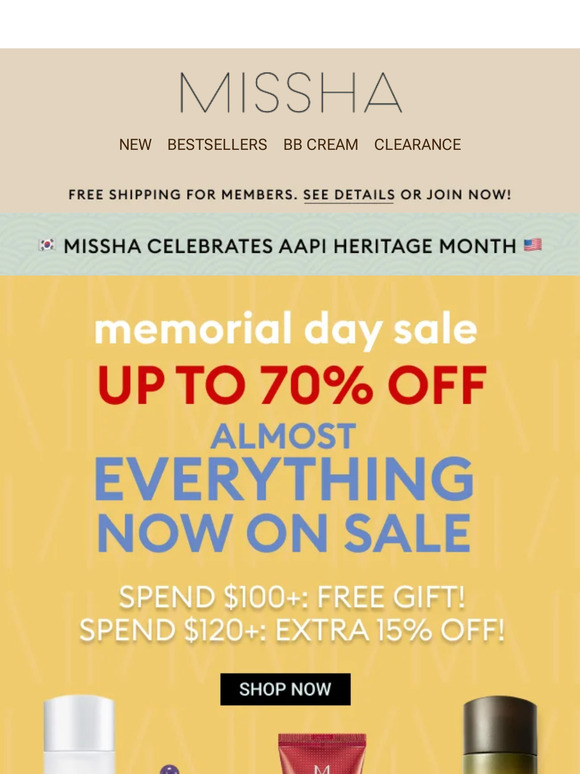 Missha US: Red, White and WOW ️💙🤍 Up to 70% Off EVERYTHING! | Milled