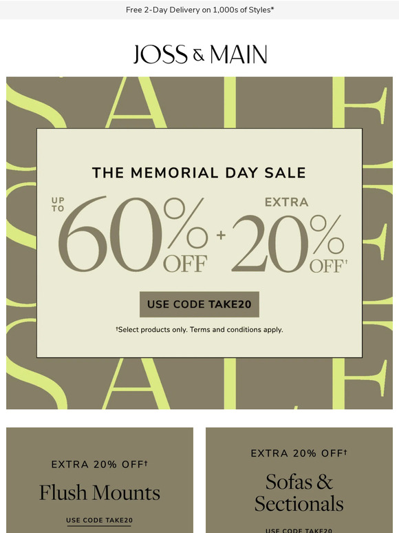 Joss & Main Email Newsletters Shop Sales, Discounts, and Coupon Codes