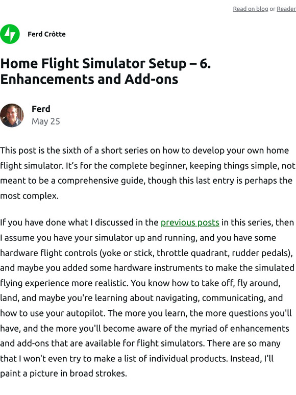 Home Flight Simulator Setup – 6. Enhancements and Add-ons