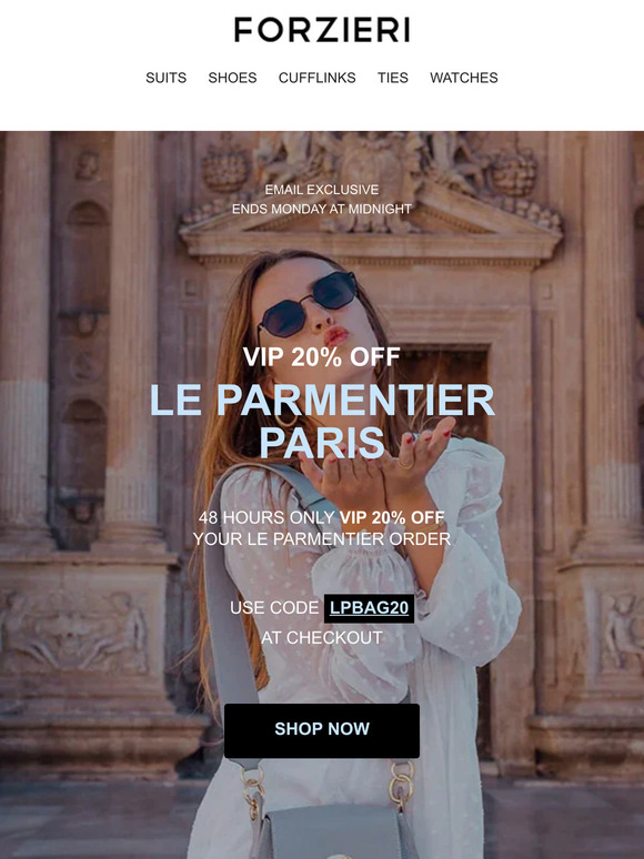 2 Days Only VIP 20% Off LePARMENTIER Paris