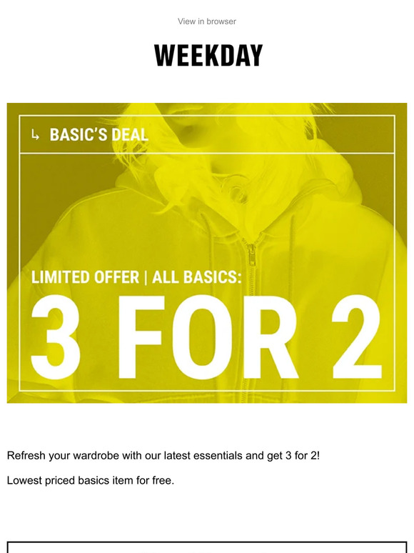 3 for 2 on basics | Limited offer