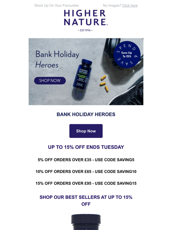 15% Off This Bank Holiday