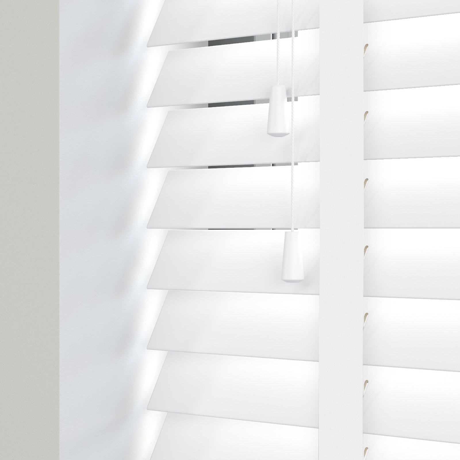 Image of Baseline houten jaloezie met ladderband - wit