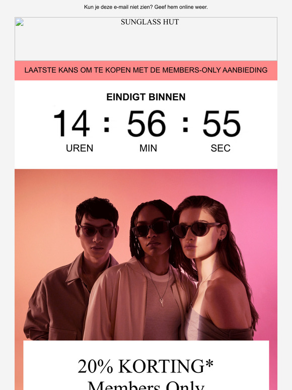 20% korting voor Members Only eindigt vandaag
