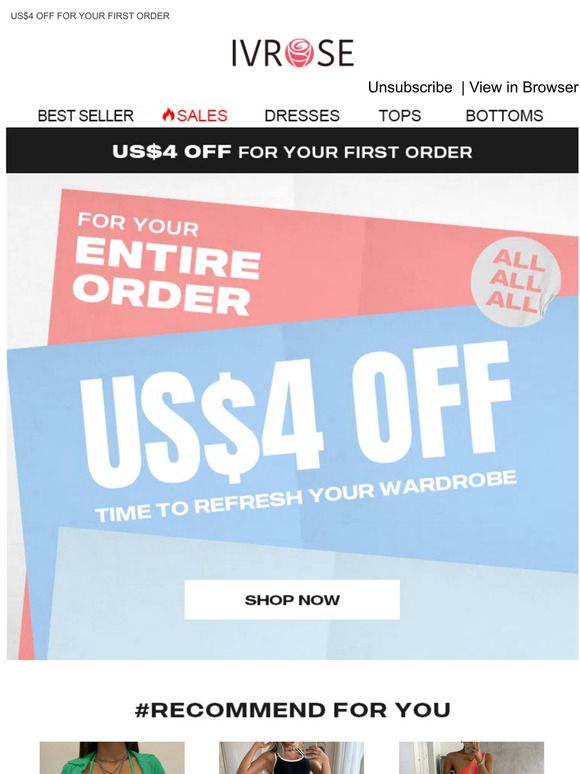 $4 OFF orders $39+, Your First Order