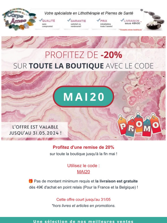 ☀️❤️  Profitez de -20% sur toute la boutique*