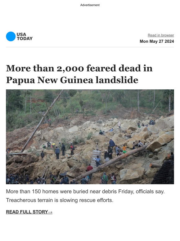 USA TODAY: Breaking: More than 2,000 are feared dead after a landslide ...