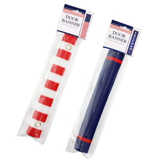Two 59x11-in. patriotic door banners