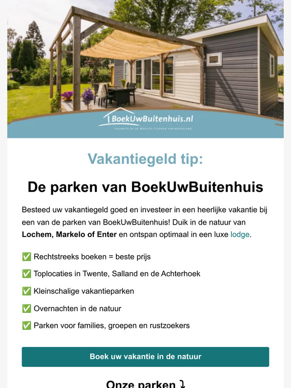 Besteed uw vakantiegeld aan een vakantie bij BoekUwBuitenhuis 🤩