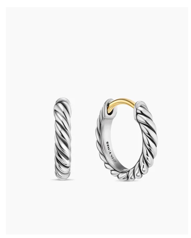 Sculpted Cable Micro Huggie Hoop Earrings Sterling Silver, 10.7mm