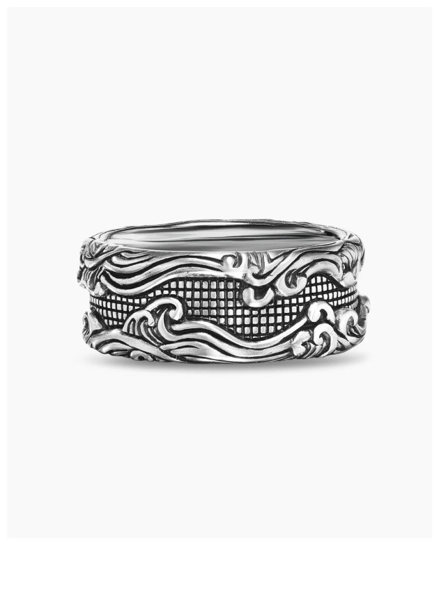 Waves Band Ring Sterling Silver, 10mm