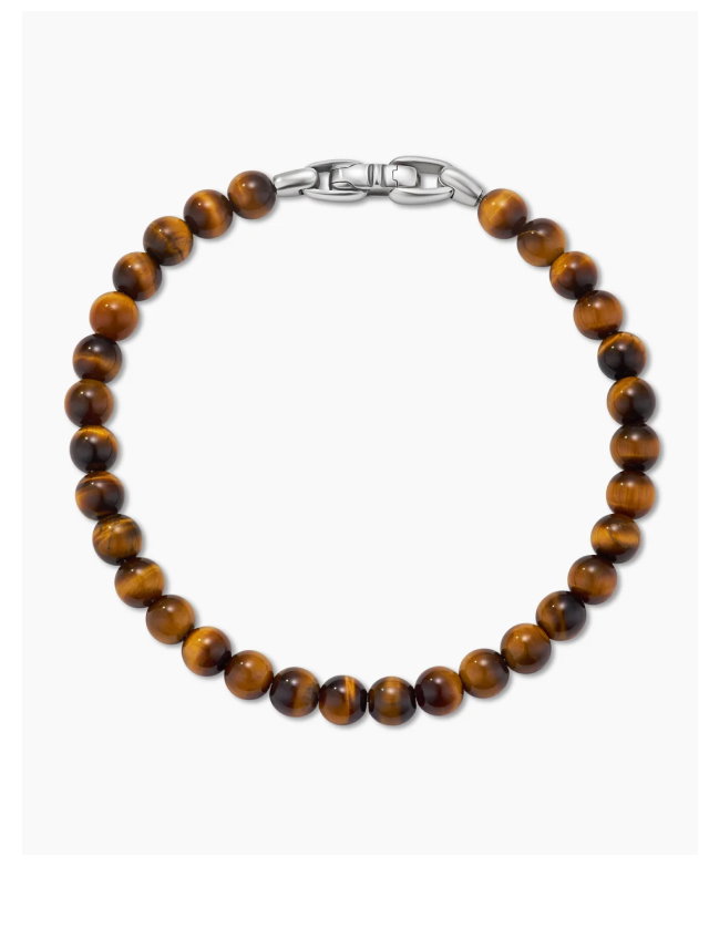 Spiritual Beads Bracelet Sterling Silver with Tiger’s Eye, 6mm
