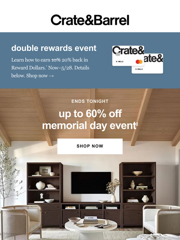 Crate and Barrel Email Newsletters Shop Sales, Discounts, and Coupon Codes