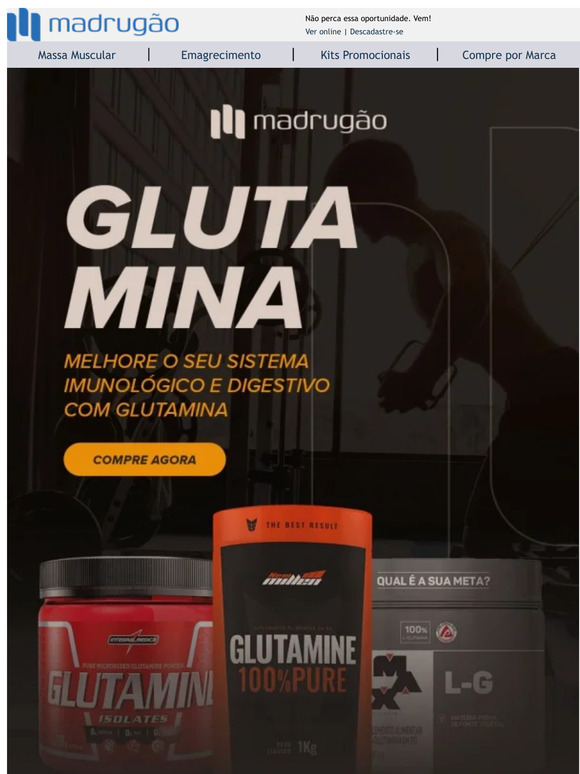 Toda categoria de GLUTAMINA com desconto hoje! Aproveite!