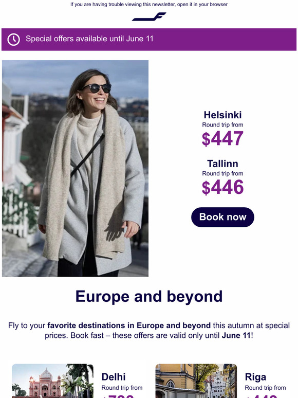 Discover special flight offers to Europe