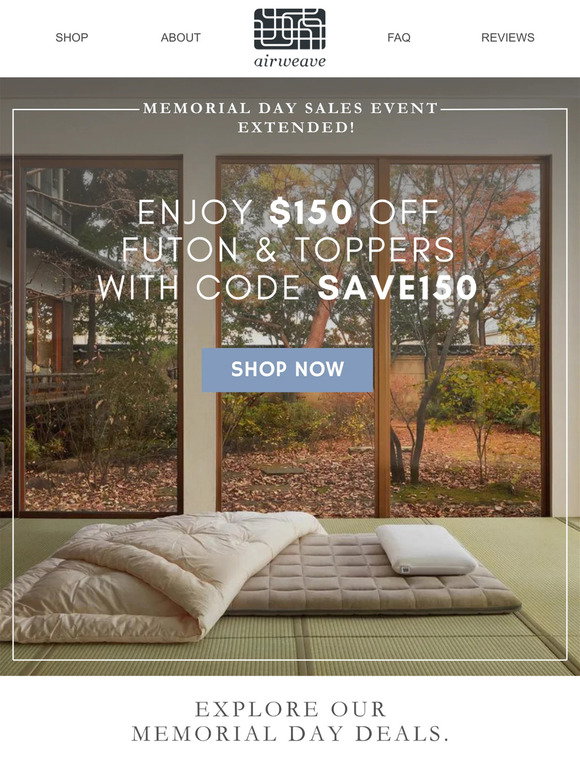 Airweave: Limited Time Only: $150 Off Our Best-selling Futon! | Milled