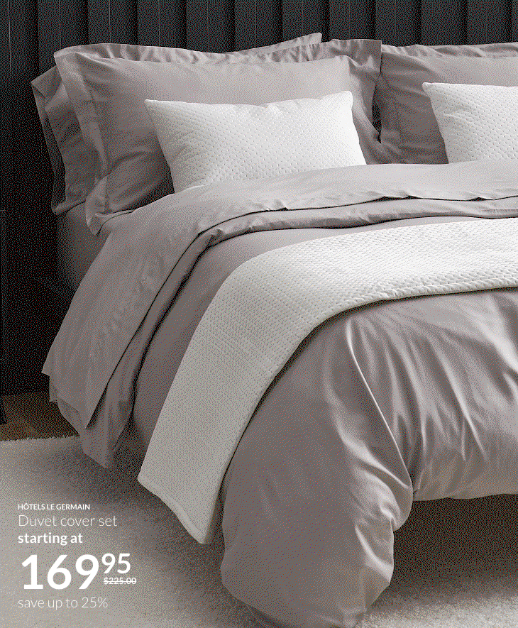Hotels le germain duvet cover set on promo starting at $149.95 save up to 30%