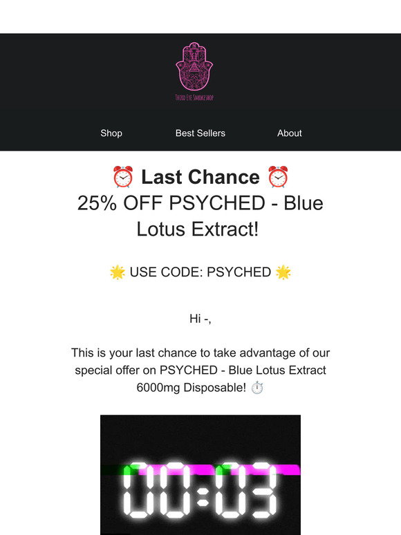 Third Eye Smoke Shop:  25% OFF PSYCHED - Blue Lotus Extract Disposable!   | Milled