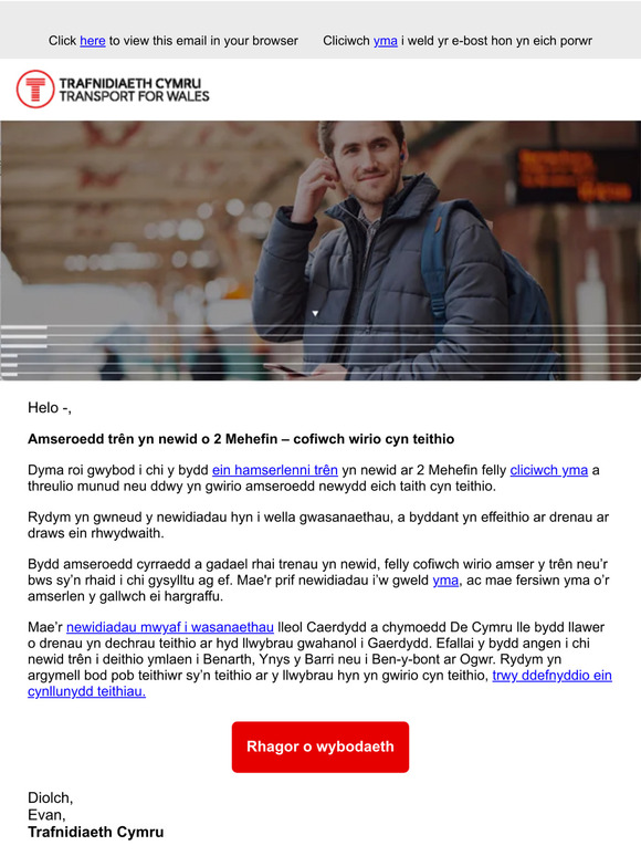 Train times change from 2 June – check before you travel