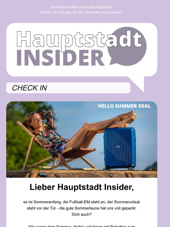HAUPTSTADT INSIDER – Hello Summer Deal – Rabatte im Gepäck 🌞